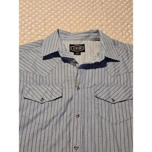 Gibson Trading Co Western Shirt Mens Small Blue Stripe Pearl Snap Good Condition